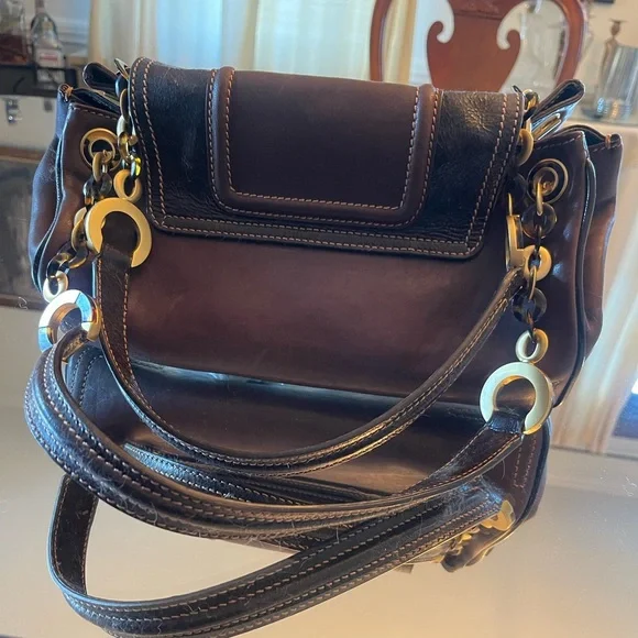 Leather and suede handbag - Picture 2 of 5